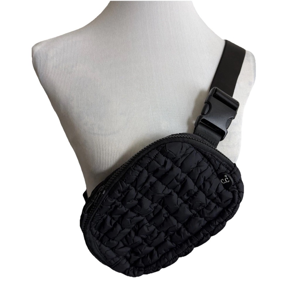 CC Puffer Belt Bag Everyday Quilted Waist Pack Crossbody Black Nylon Brand New